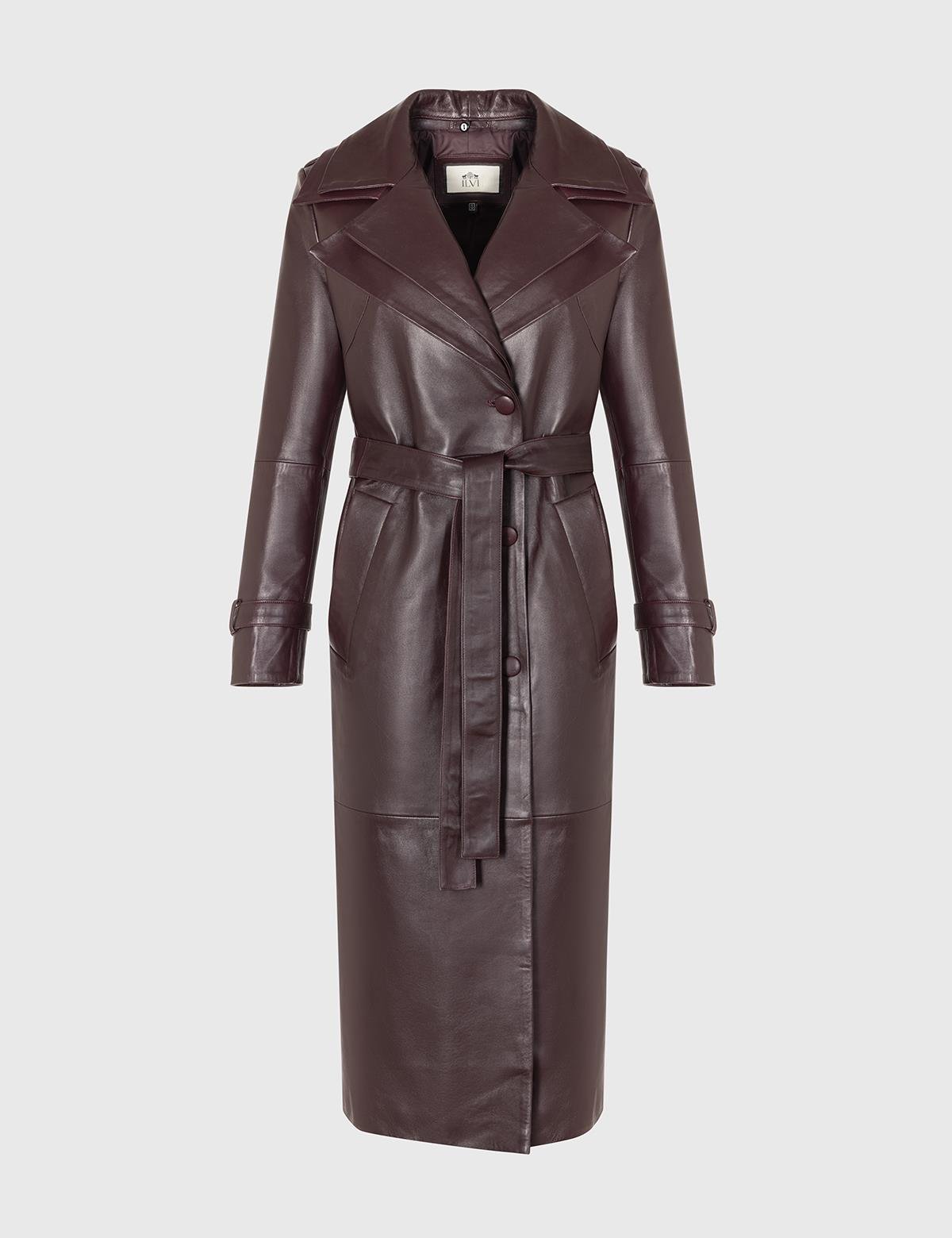 Ruud Burgundy Women's Leather Trench Coat