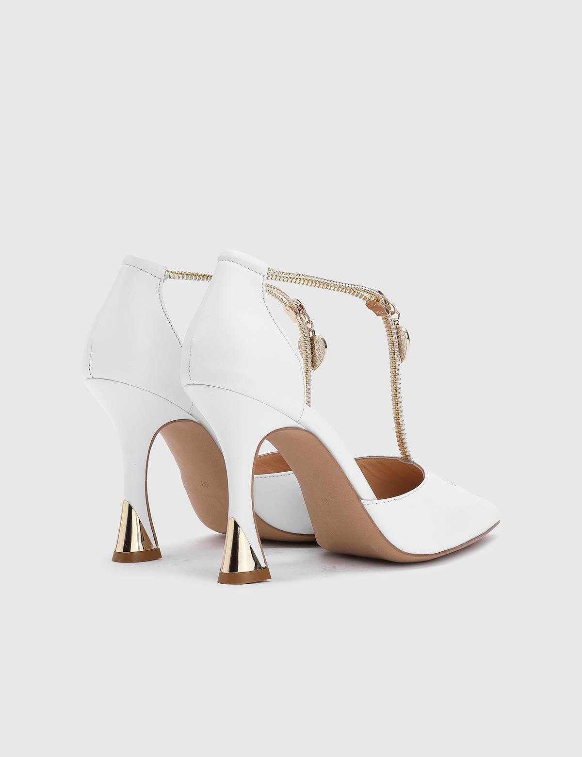Samira White Leather Women's Pump