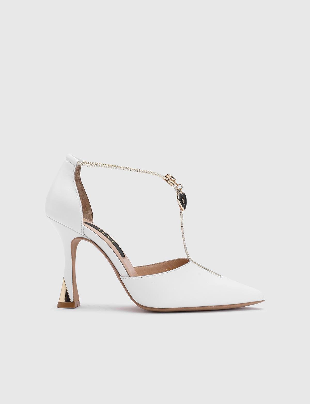 Samira White Leather Women's Pump