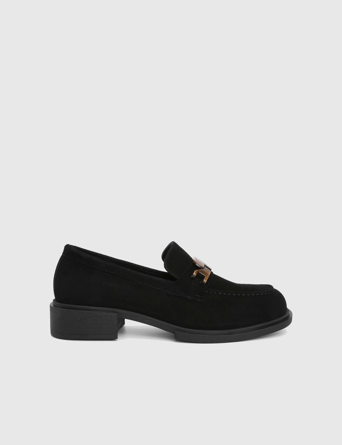 Sementa Black Suede Leather Women's Loafer