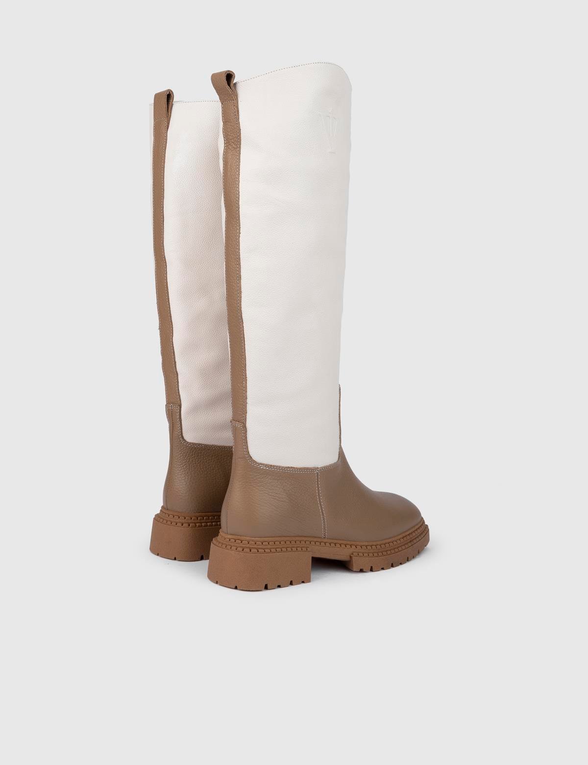 Sergo Mink-White Leather Women's High Boot