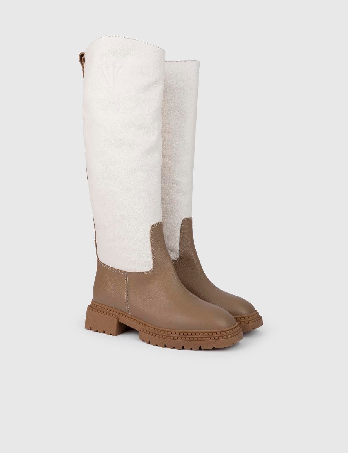 Sergo Mink-White Leather Women's High Boot