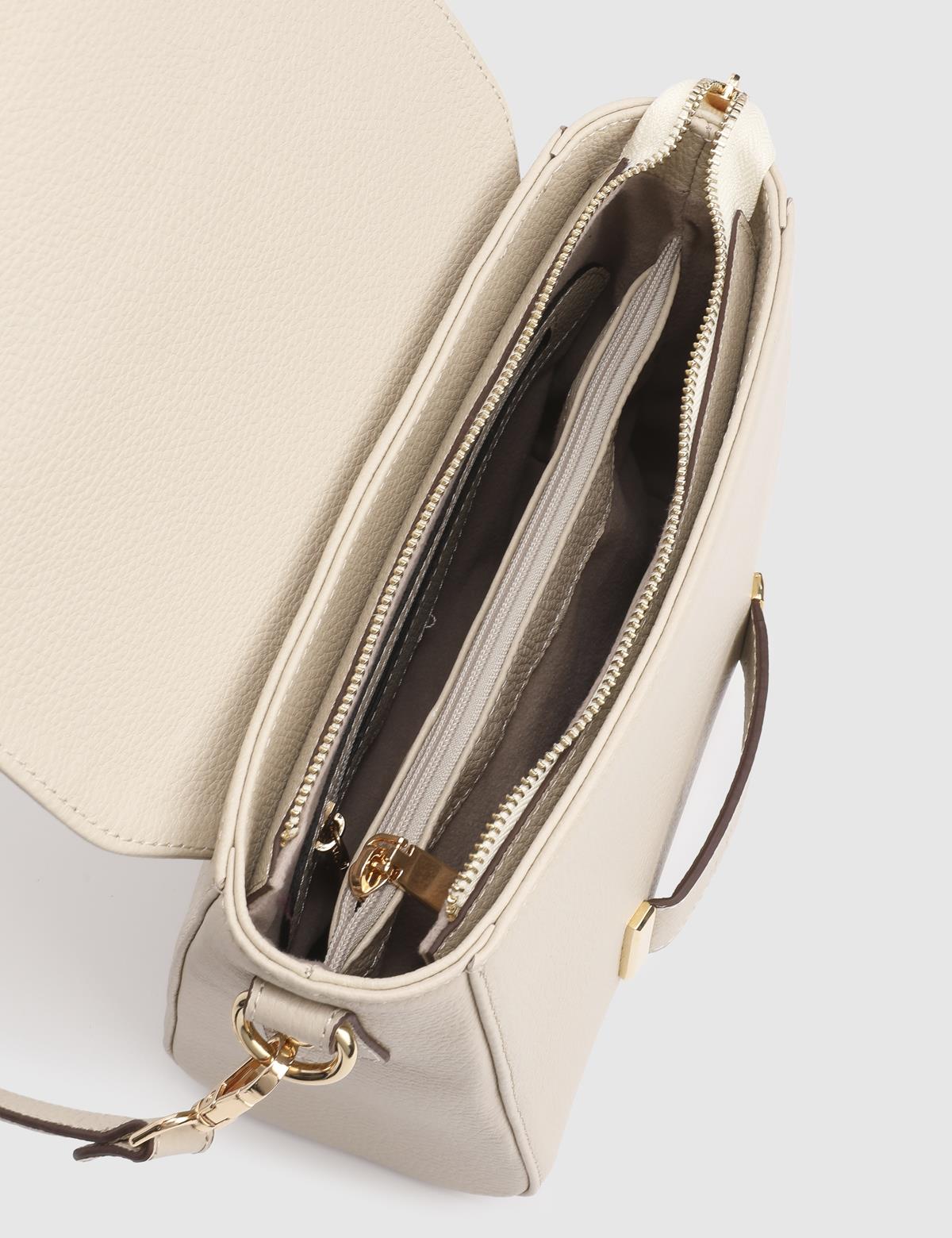 Sofie Beige Floater Leather Women's Shoulder Bag
