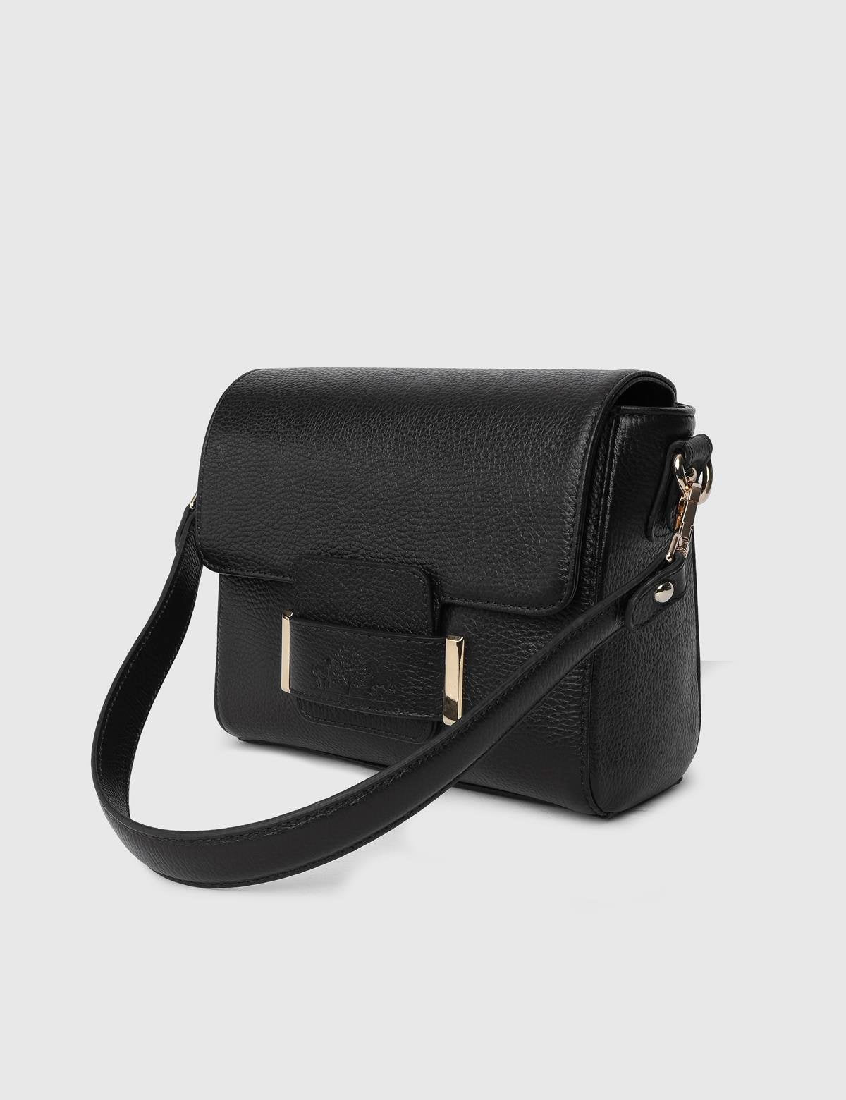 Sofie Black Floater Leather Women's Shoulder Bag