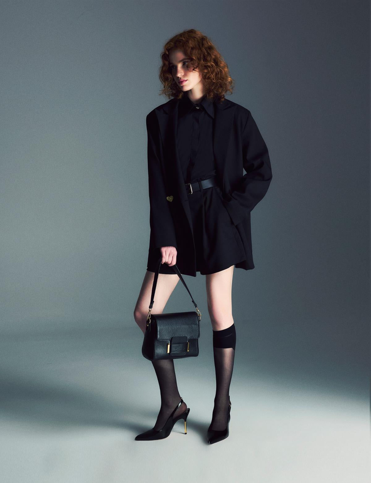 Sofie Black Floater Leather Women's Shoulder Bag