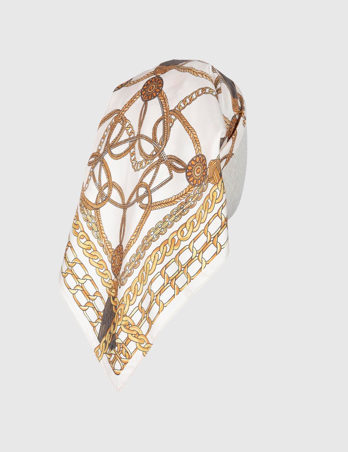 Solros Beige-Mustard Silk Twill Women's Scarf