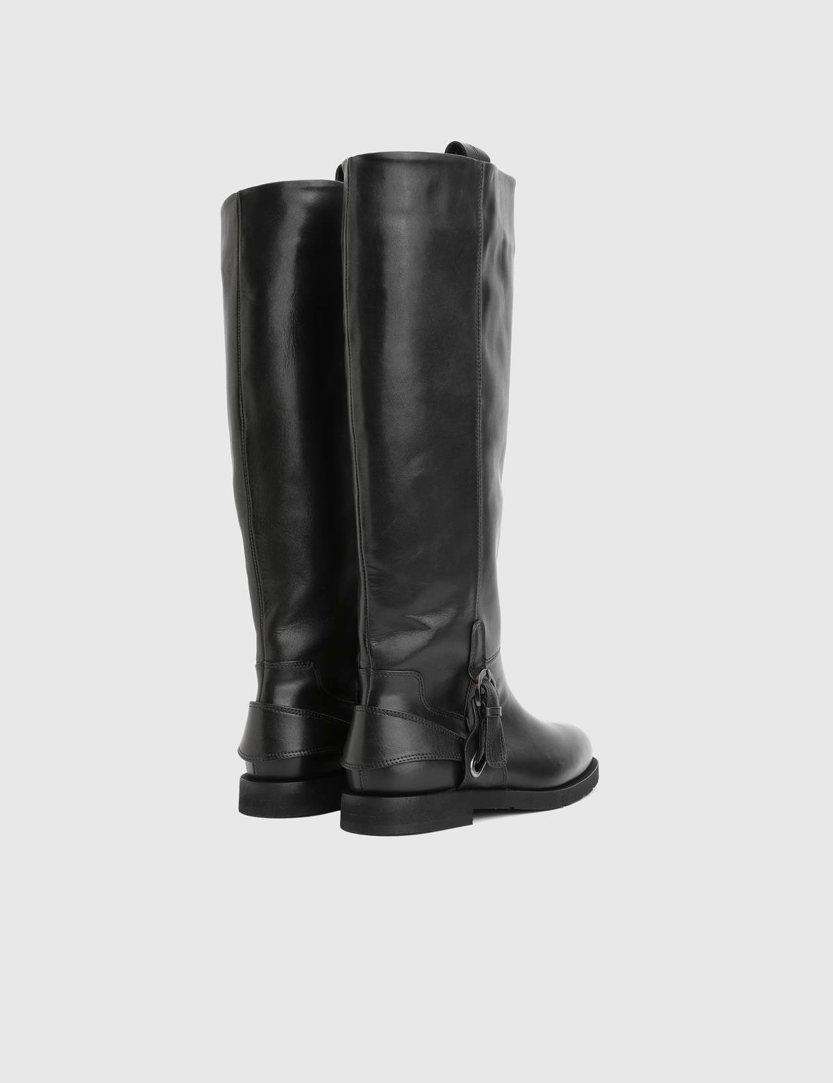 Somi Black Leather Women's High Boot