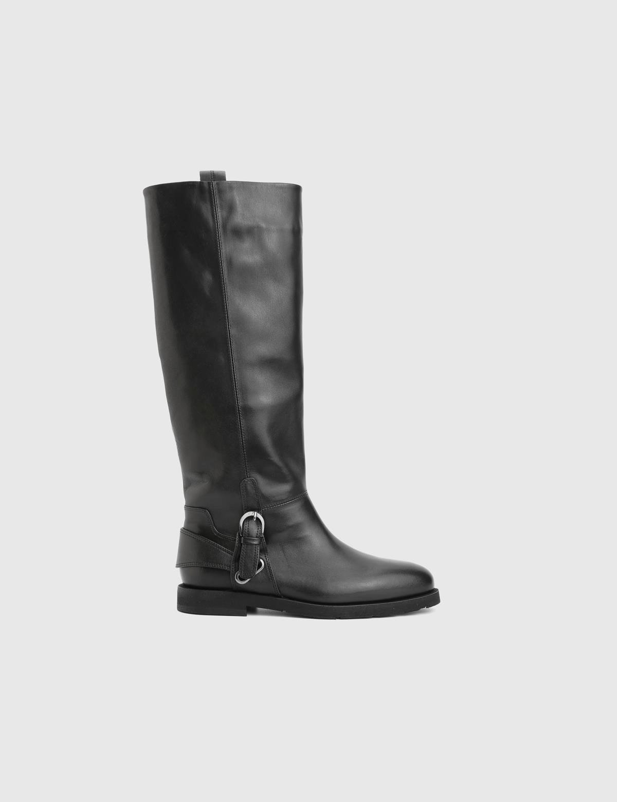 Somi Black Leather Women's High Boot