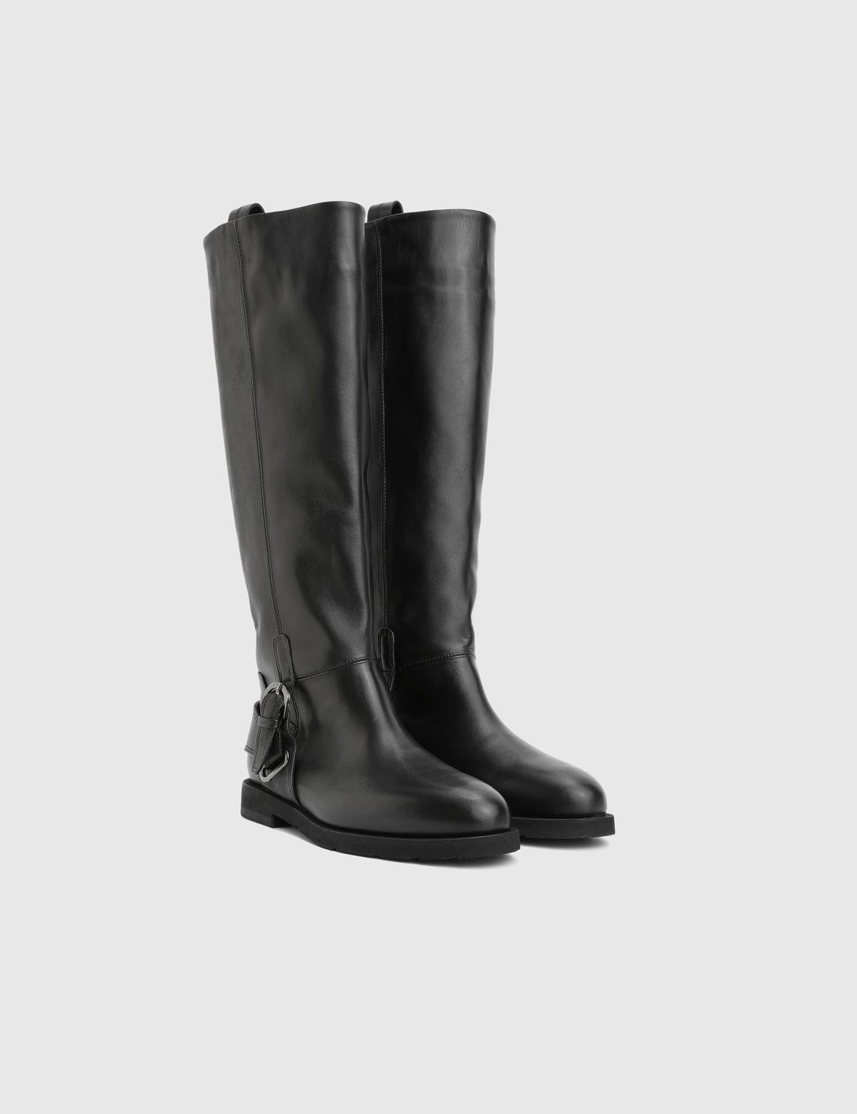 Somi Black Leather Women's High Boot