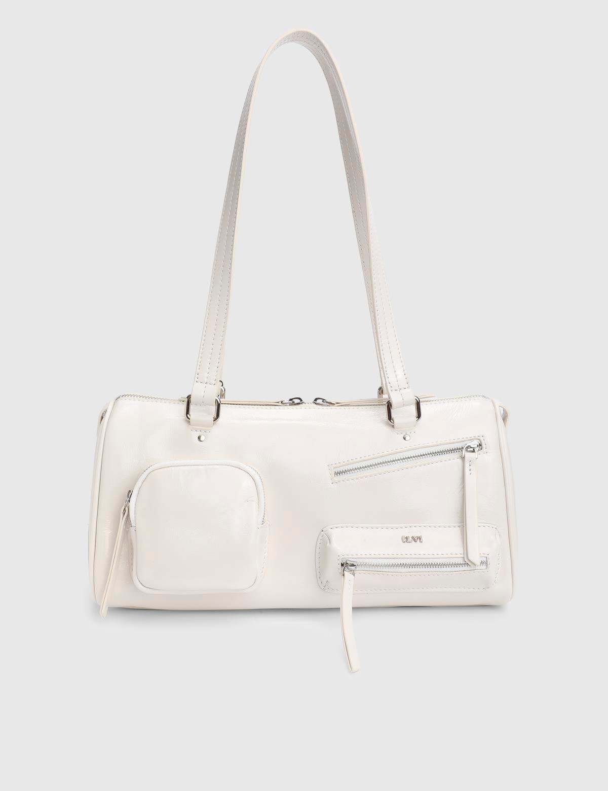 Stery Cream Patent Leather Women's Shoulder Bag