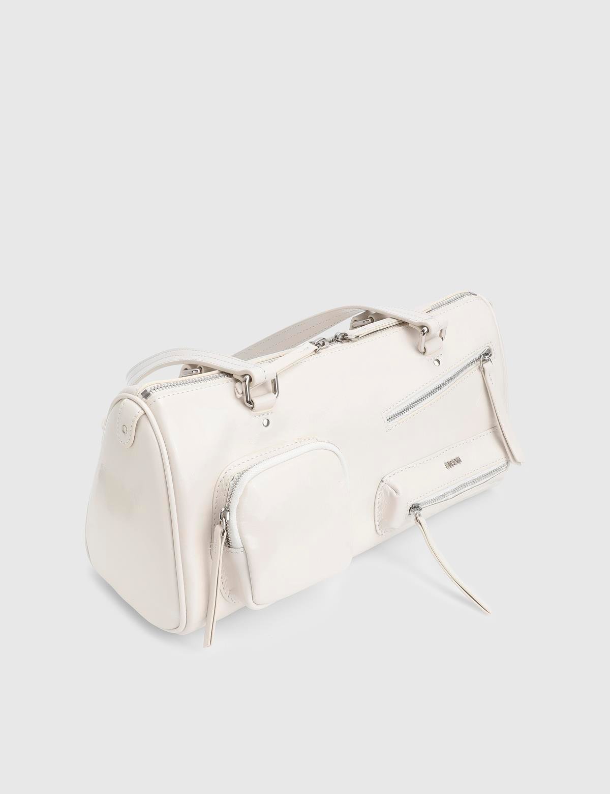 Stery Cream Patent Leather Women's Shoulder Bag
