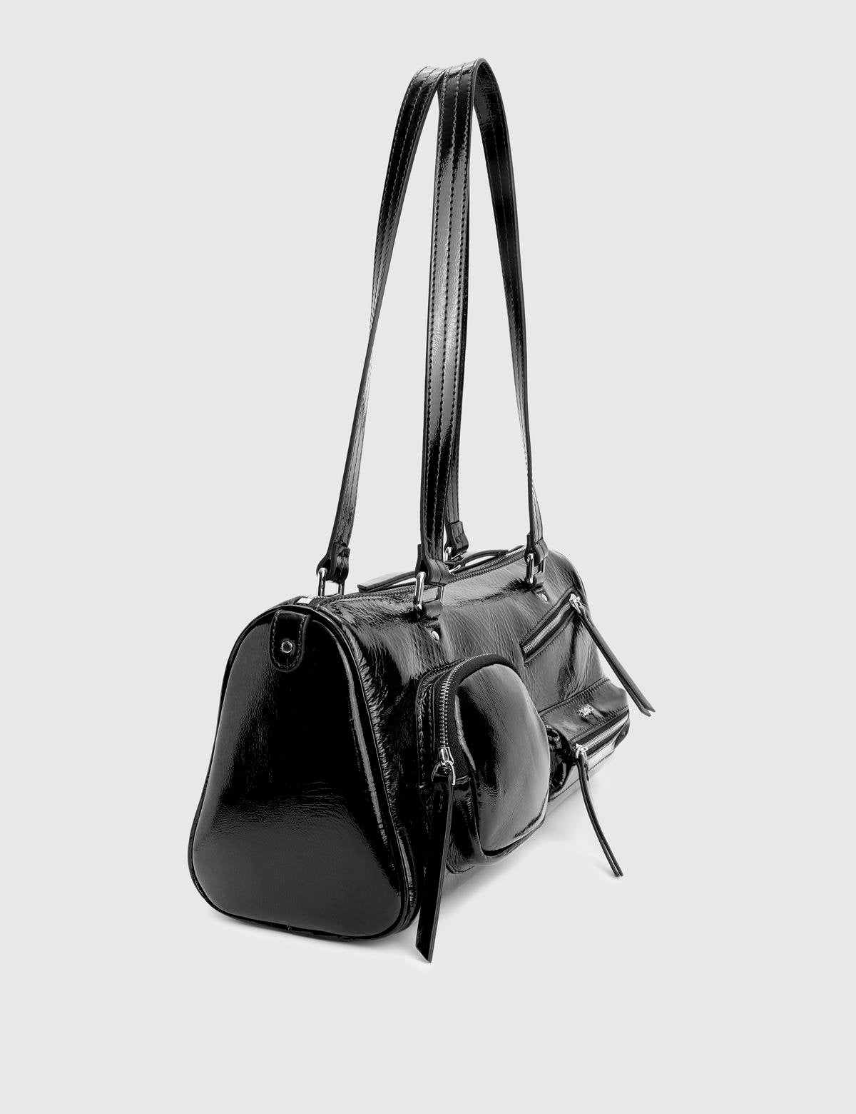 Stery Black Patent Leather Women's Shoulder Bag