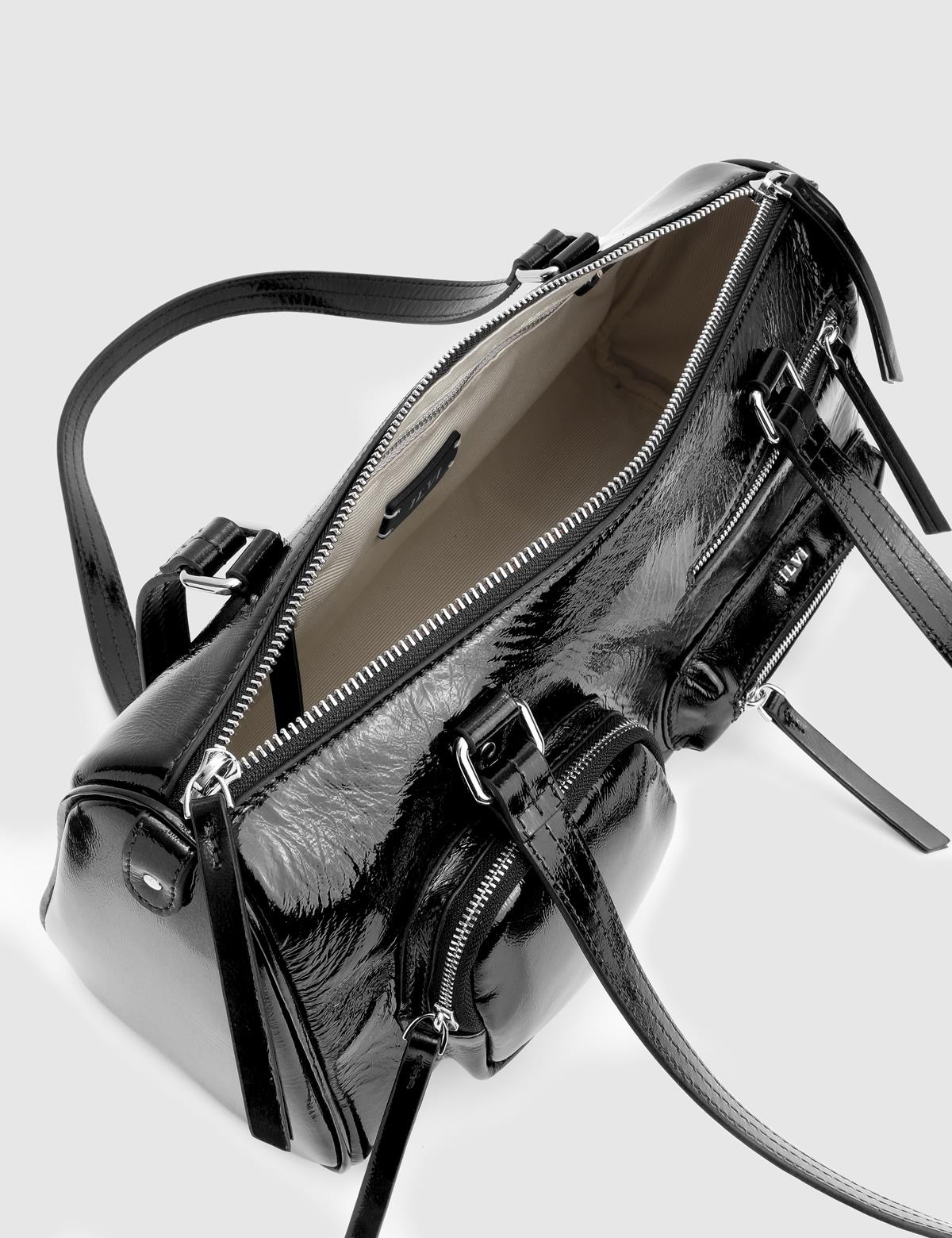 Stery Black Patent Leather Women's Shoulder Bag