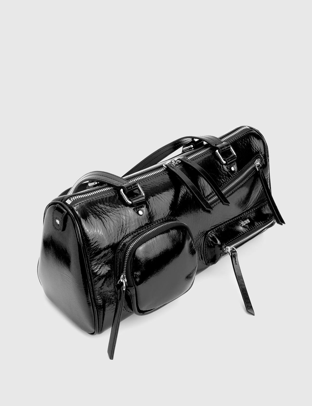 Stery Black Patent Leather Women's Shoulder Bag