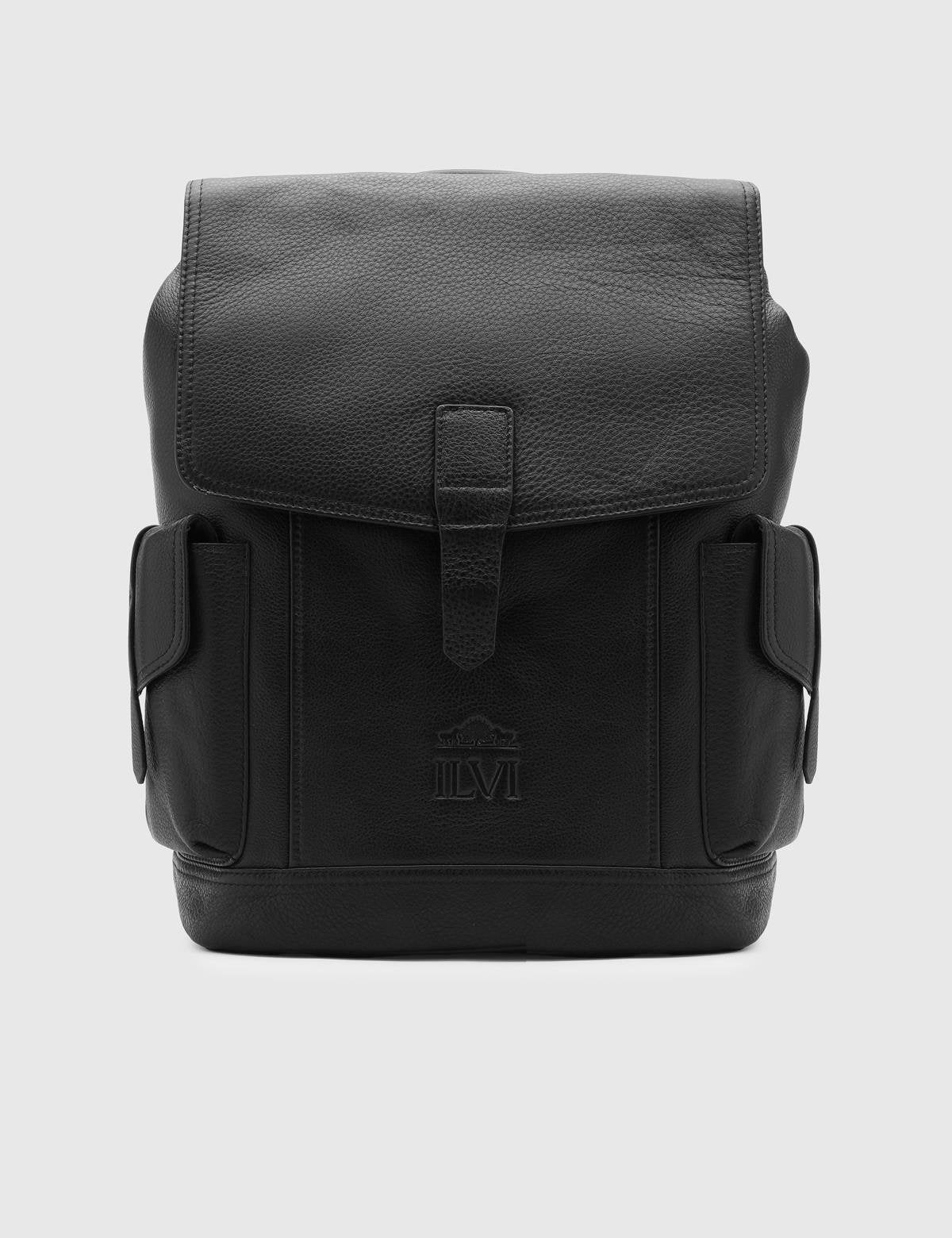 Sven Black Leather Men's Backpack