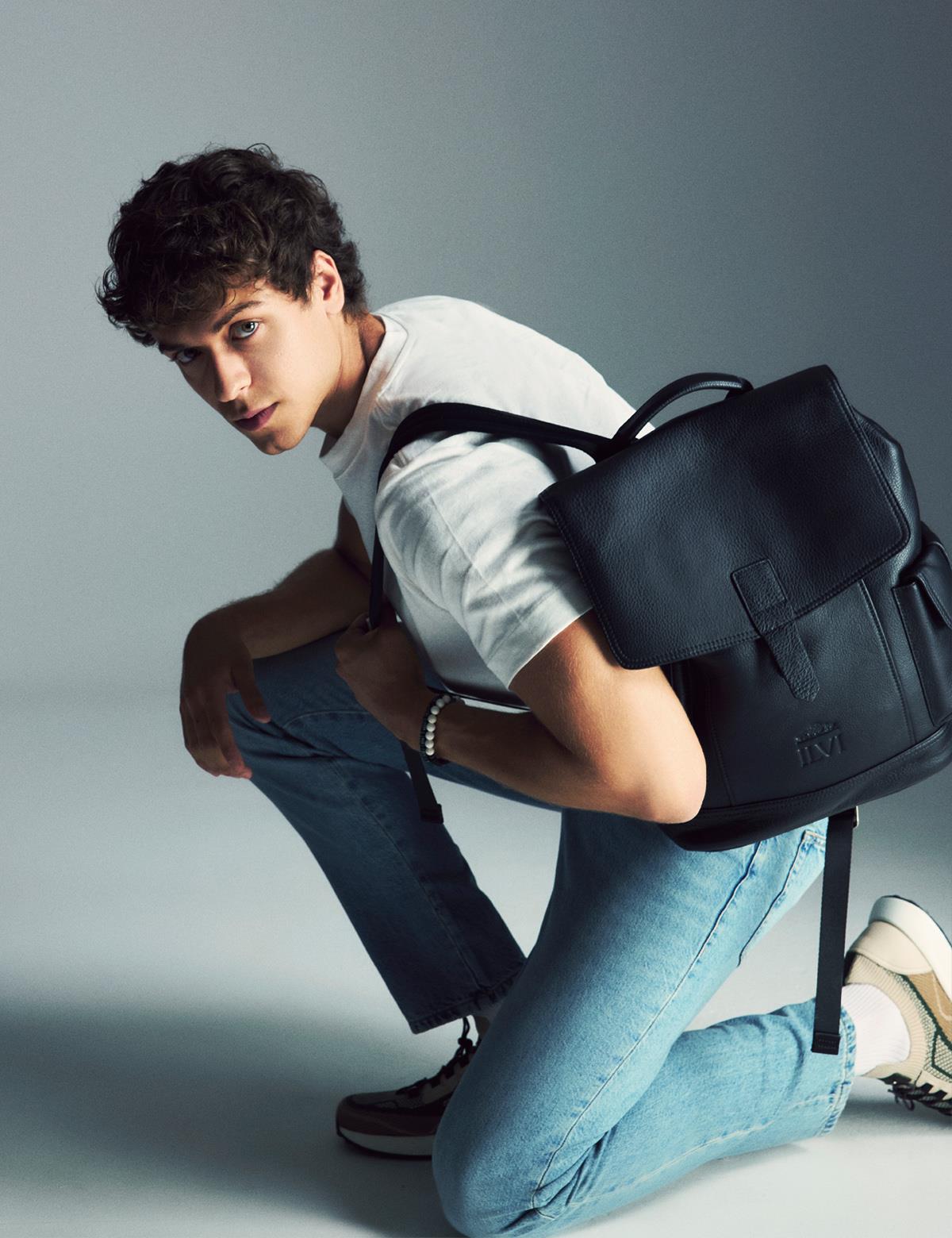 Sven Black Leather Men's Backpack