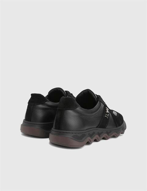 Tafsa Black Floater Leather Suede Women's Sneaker