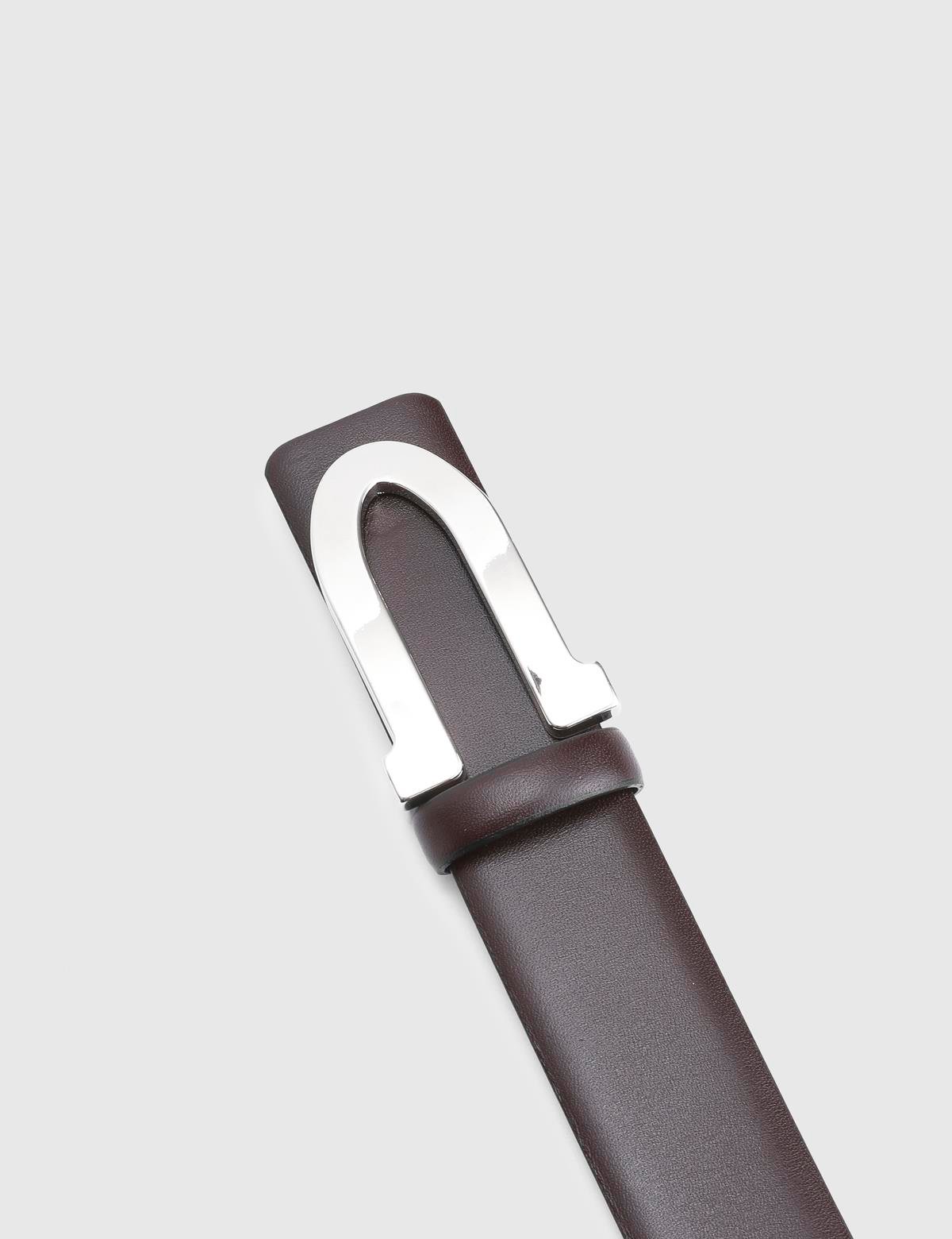 Tale Brown Black Florentic Leather Men's Belt