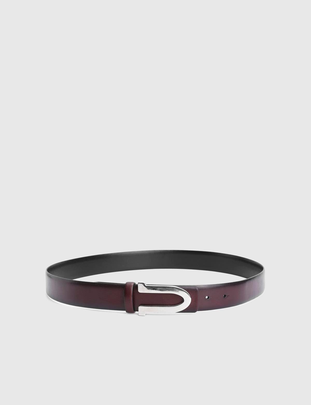 Tale Burgundy Black Aniline Leather Men's Belt
