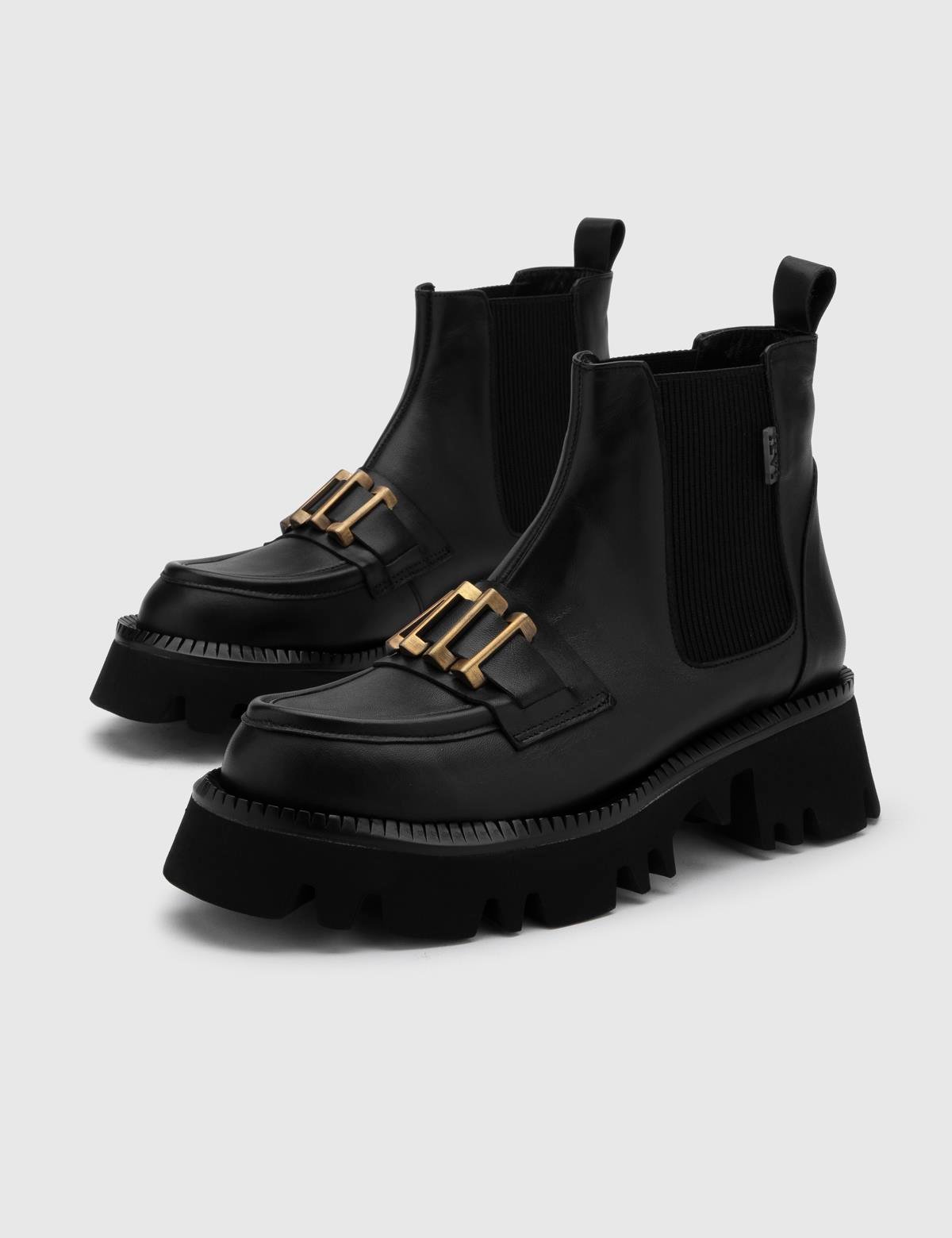 Tasya Black Leather Women's Boot