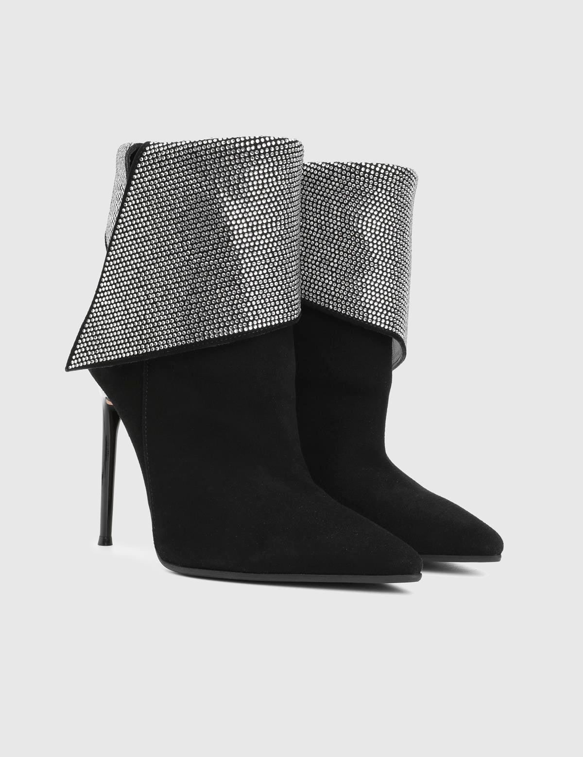 Tenerife Black Suede Leather Women's Heeled Boot