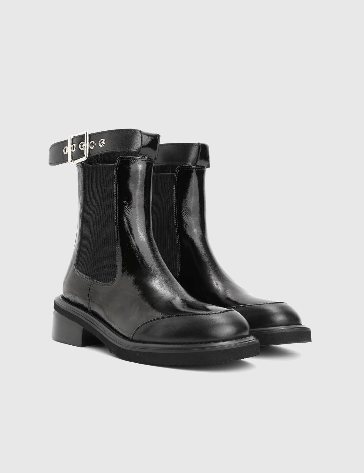 Terro Black Patent Leather Women's Boot
