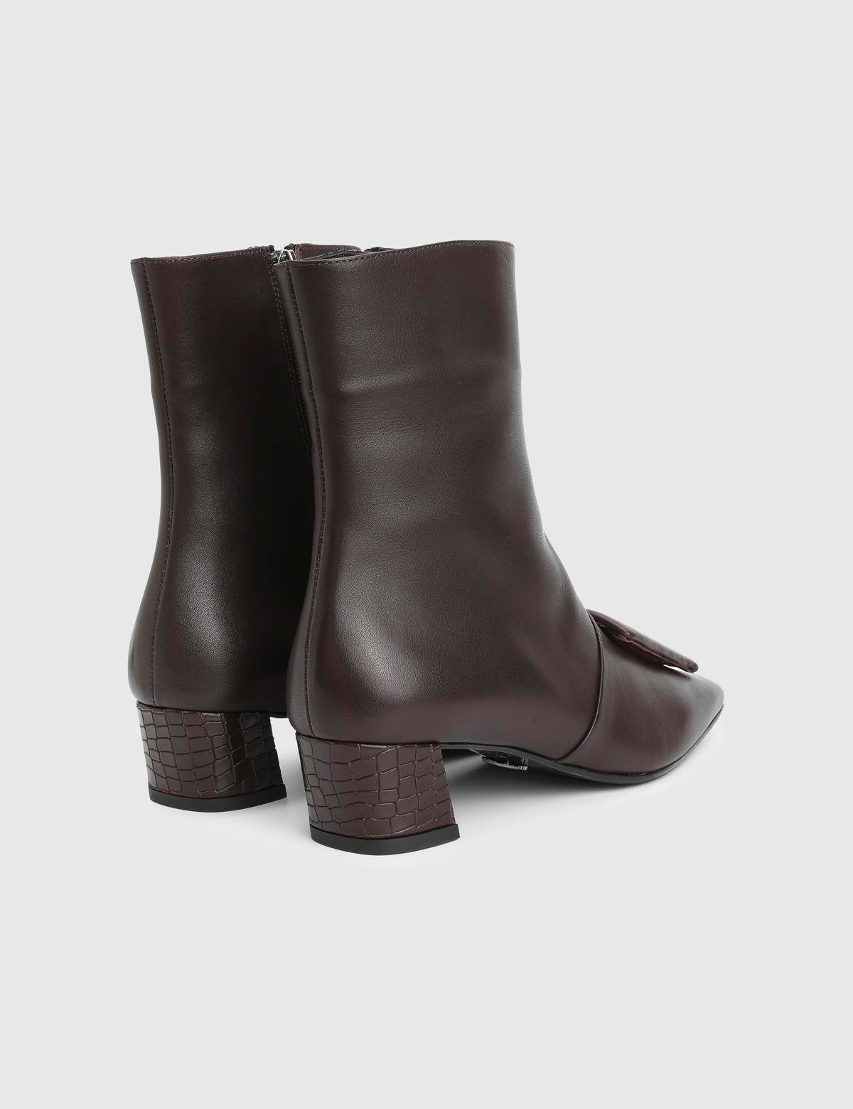 Tienta Brown Crocodile Leather Women's Heeled Boot