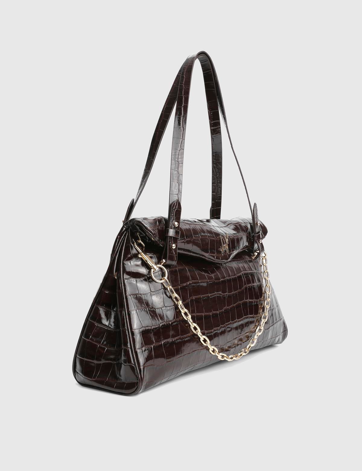 Toby Brown Patent Leather Crocodile Women's Shoulder Bag