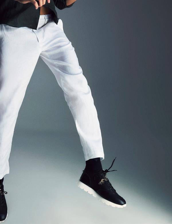 Torres Black Leather Fabric Men's Sneaker