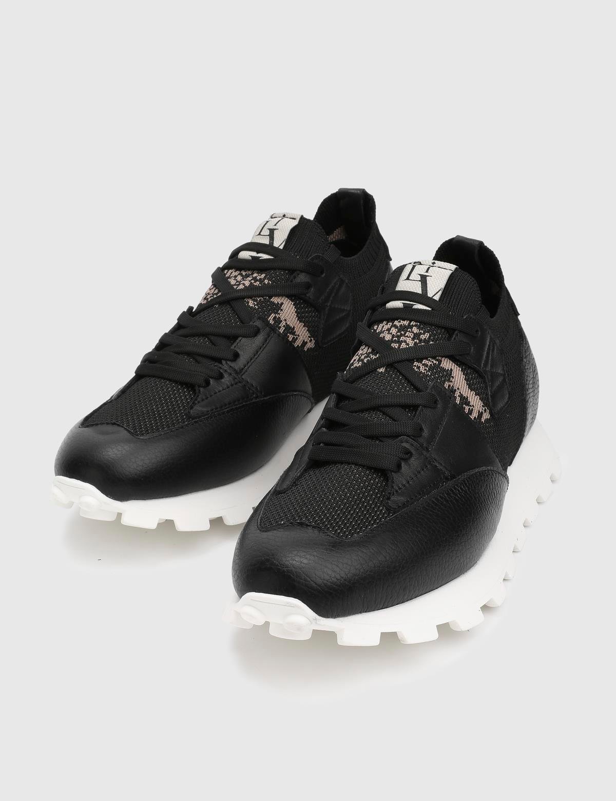 Torres Black Leather Fabric Men's Sneaker