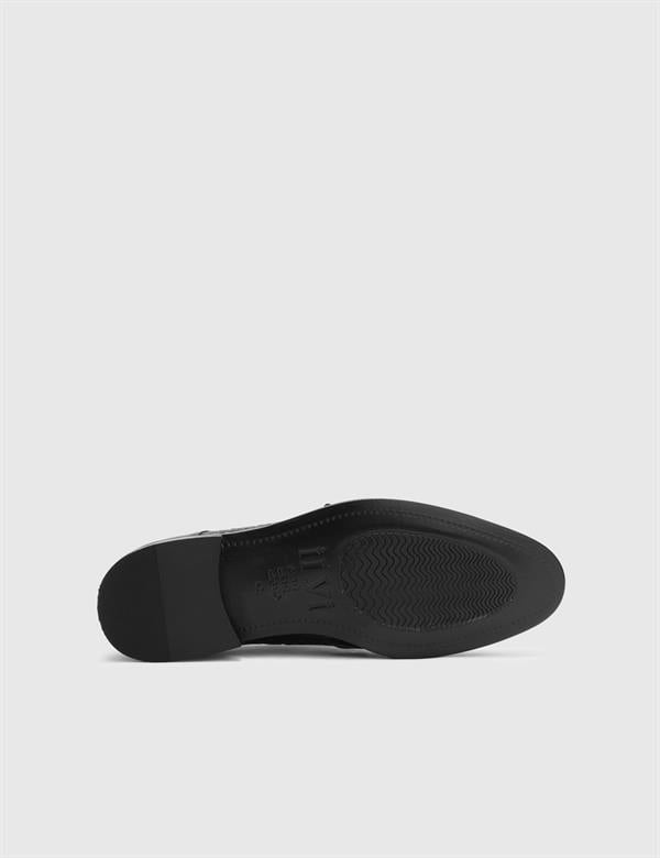 Toure Black Leather-Crocodile Men's Classic Shoe