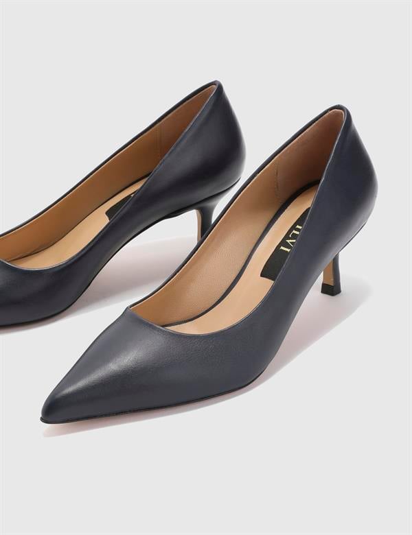 Tromso Navy Blue Leather Women's Pump