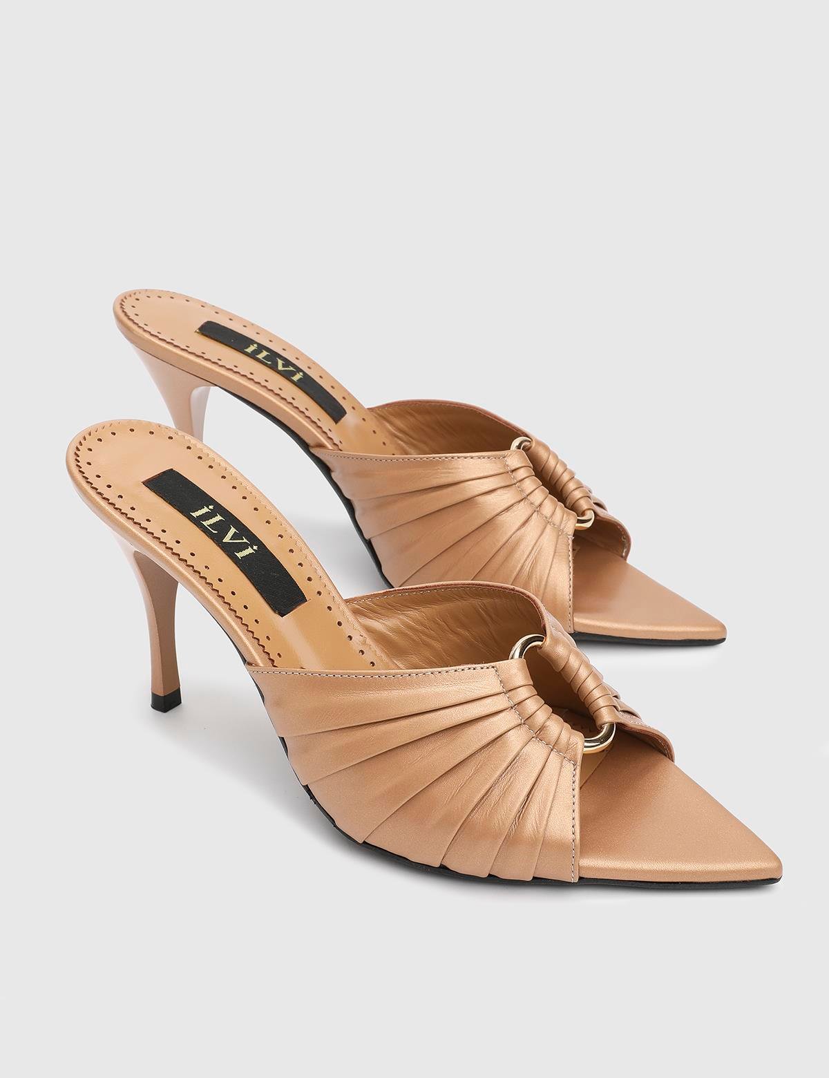 Turlock Bronze Leather Women's Heeled Slide