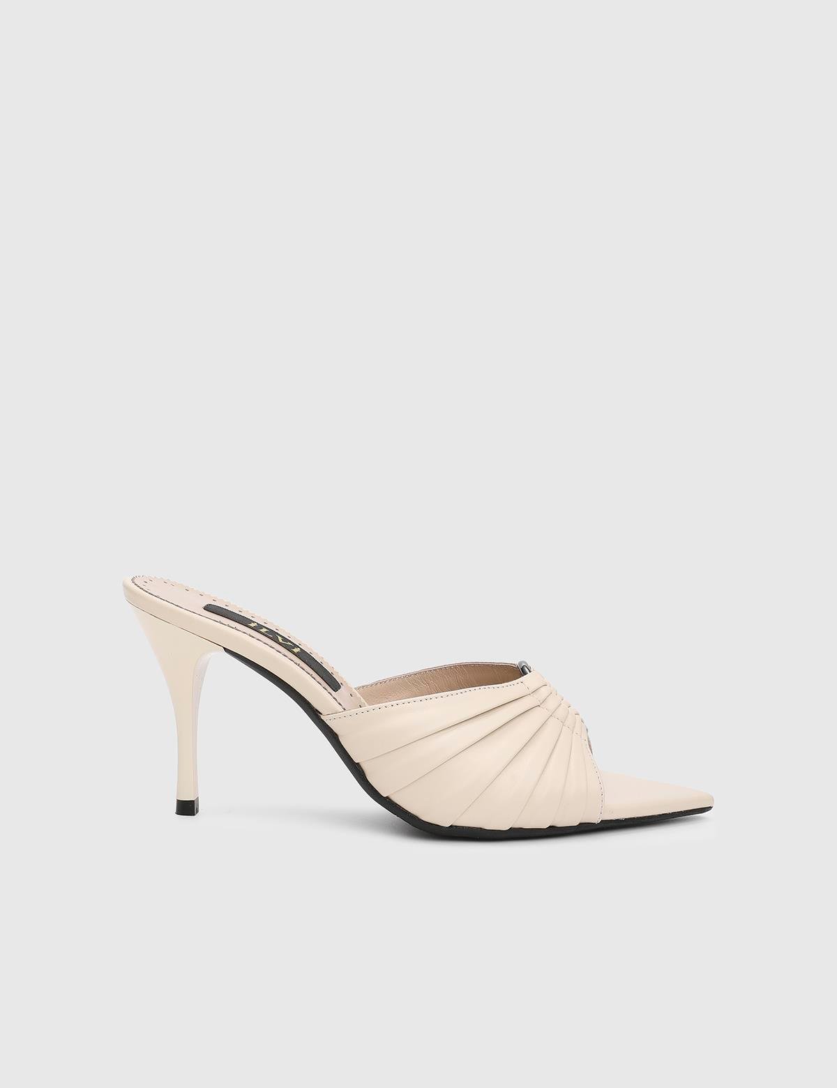 Turlock Cream Leather Women's Heeled Slide