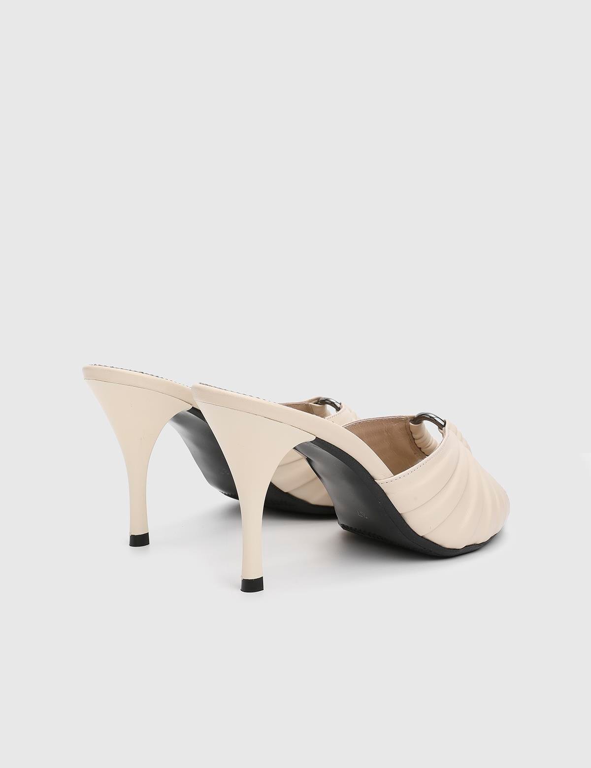 Turlock Cream Leather Women's Heeled Slide