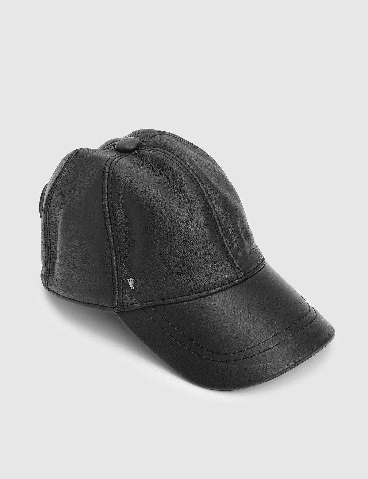 Valguri Black Unisex Leather Cap