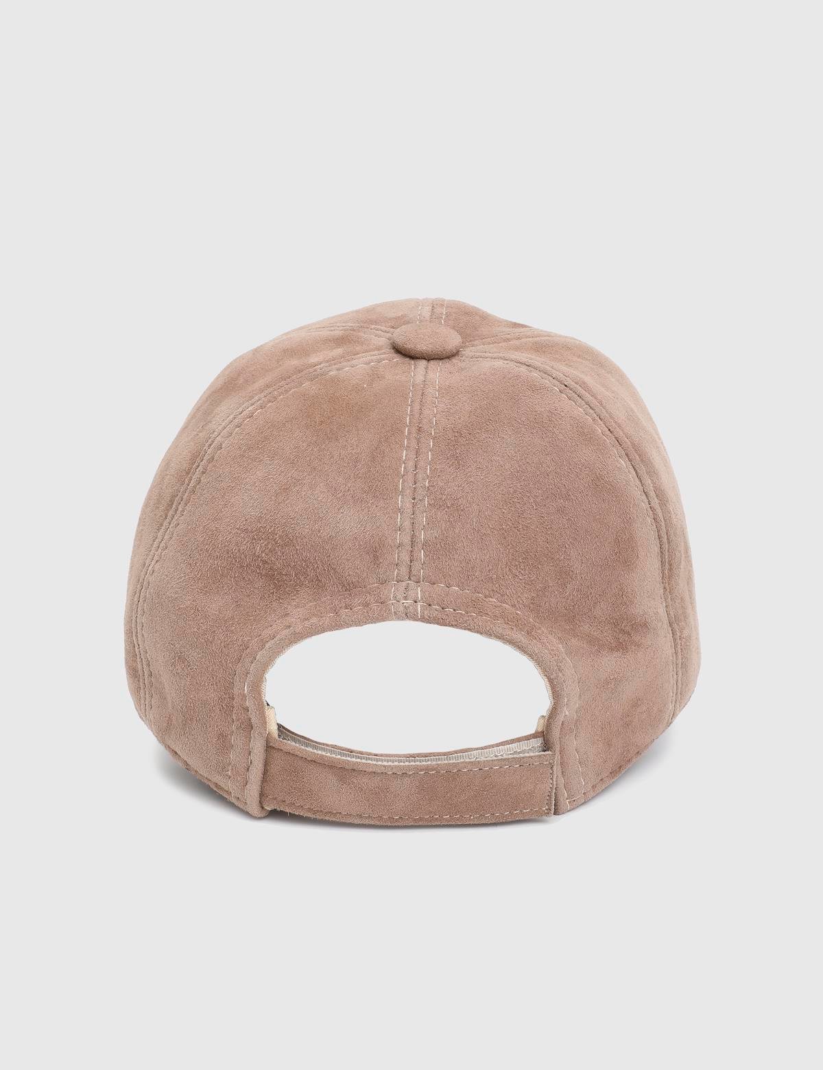 Valguri Beige Unisex Suede Leather Cap