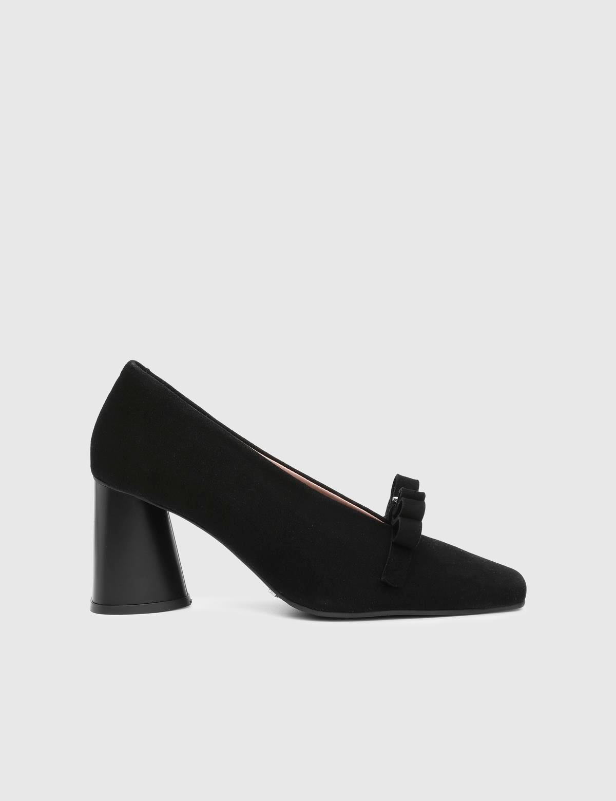 Valued Black Suede Leather Women's Pump