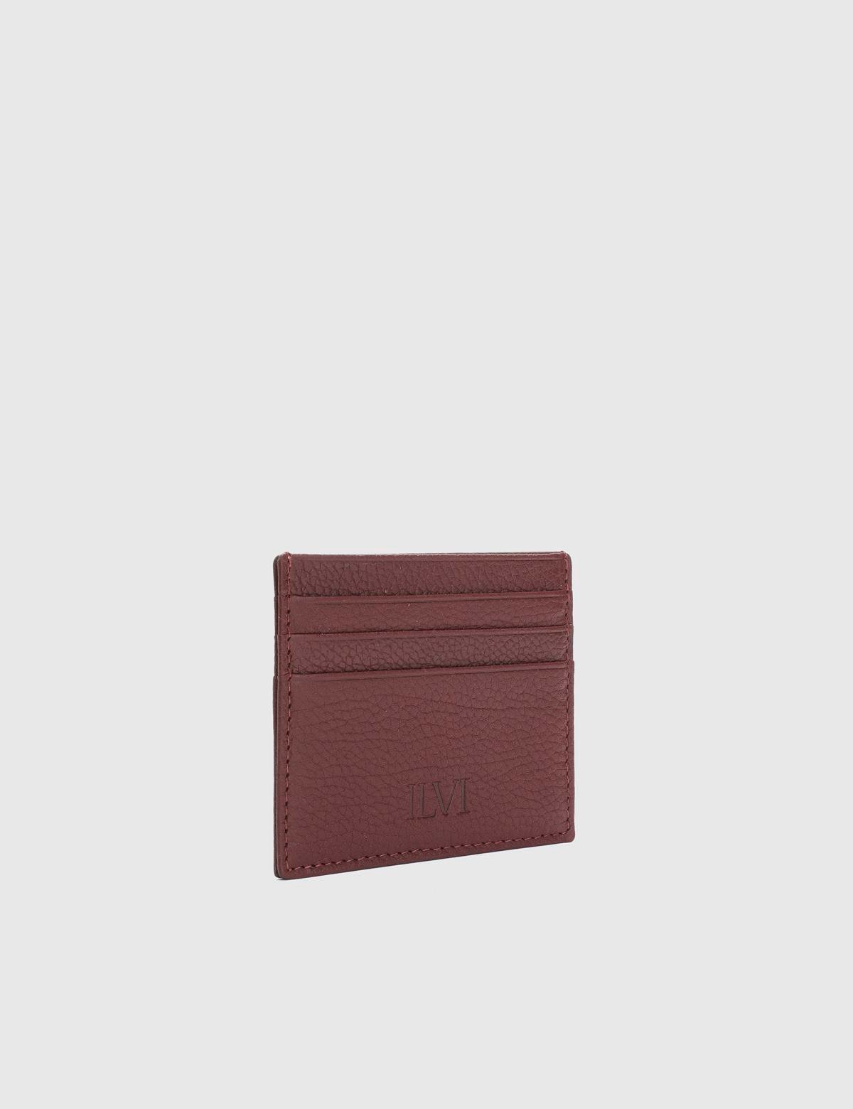 Varanasi Burgundy Floater Leather Unisex Card Holder