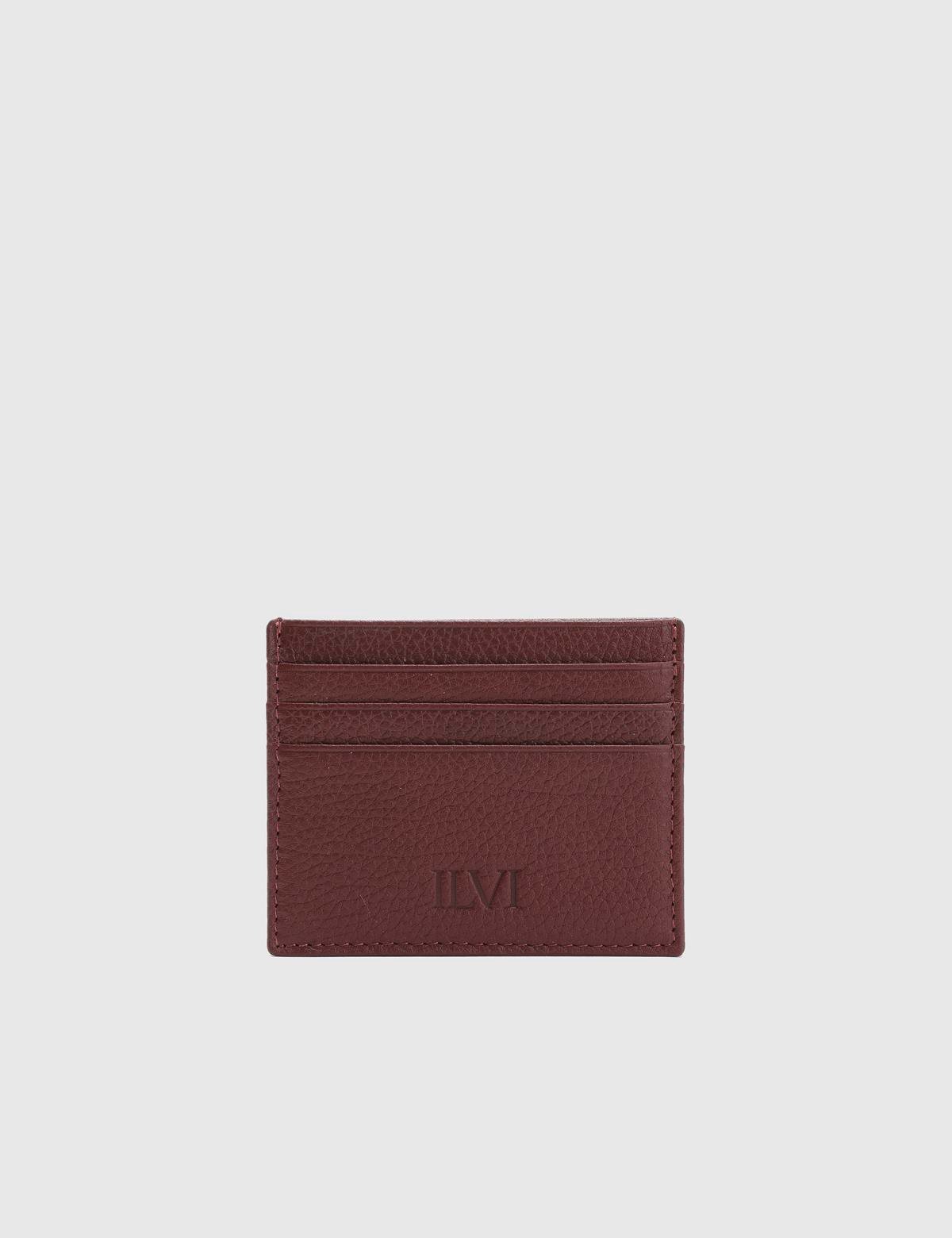 Varanasi Burgundy Floater Leather Unisex Card Holder