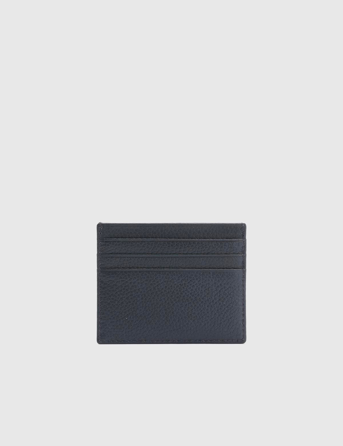 Varanasi Navy Blue Floater Leather Unisex Card Holder