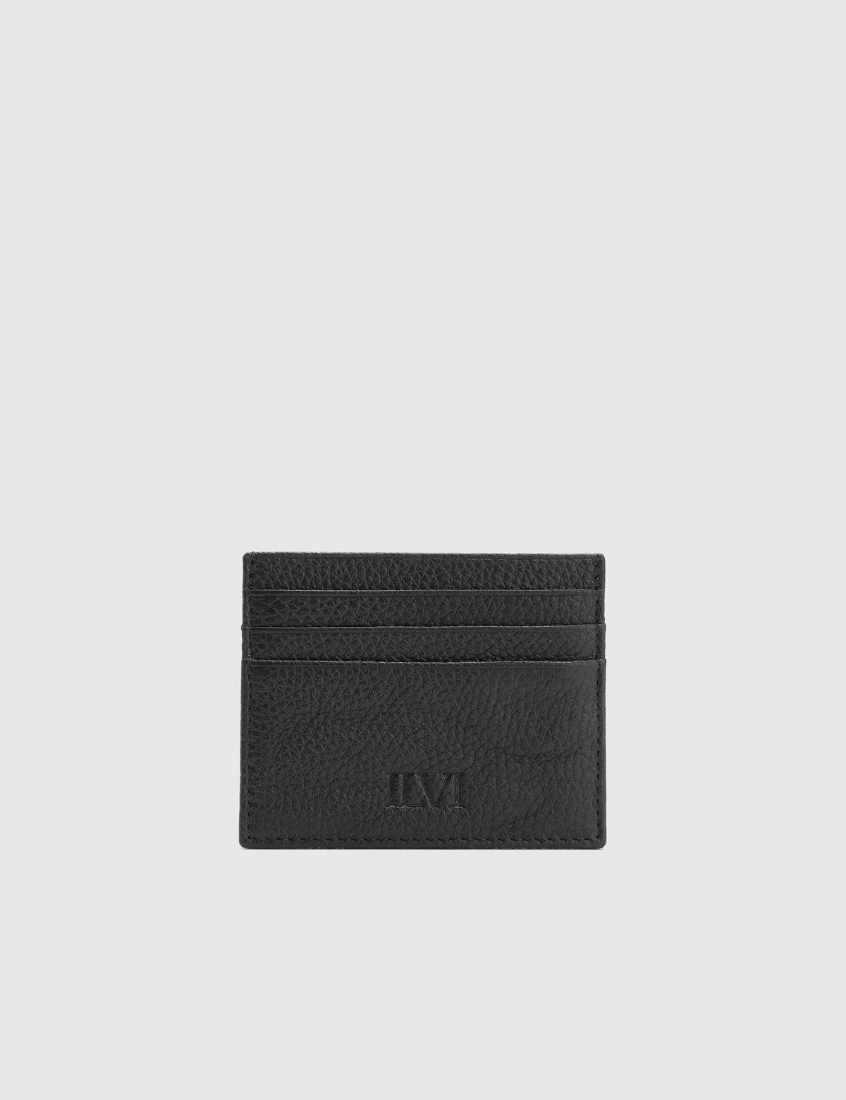 Varanasi Black Floater Leather Unisex Card Holder