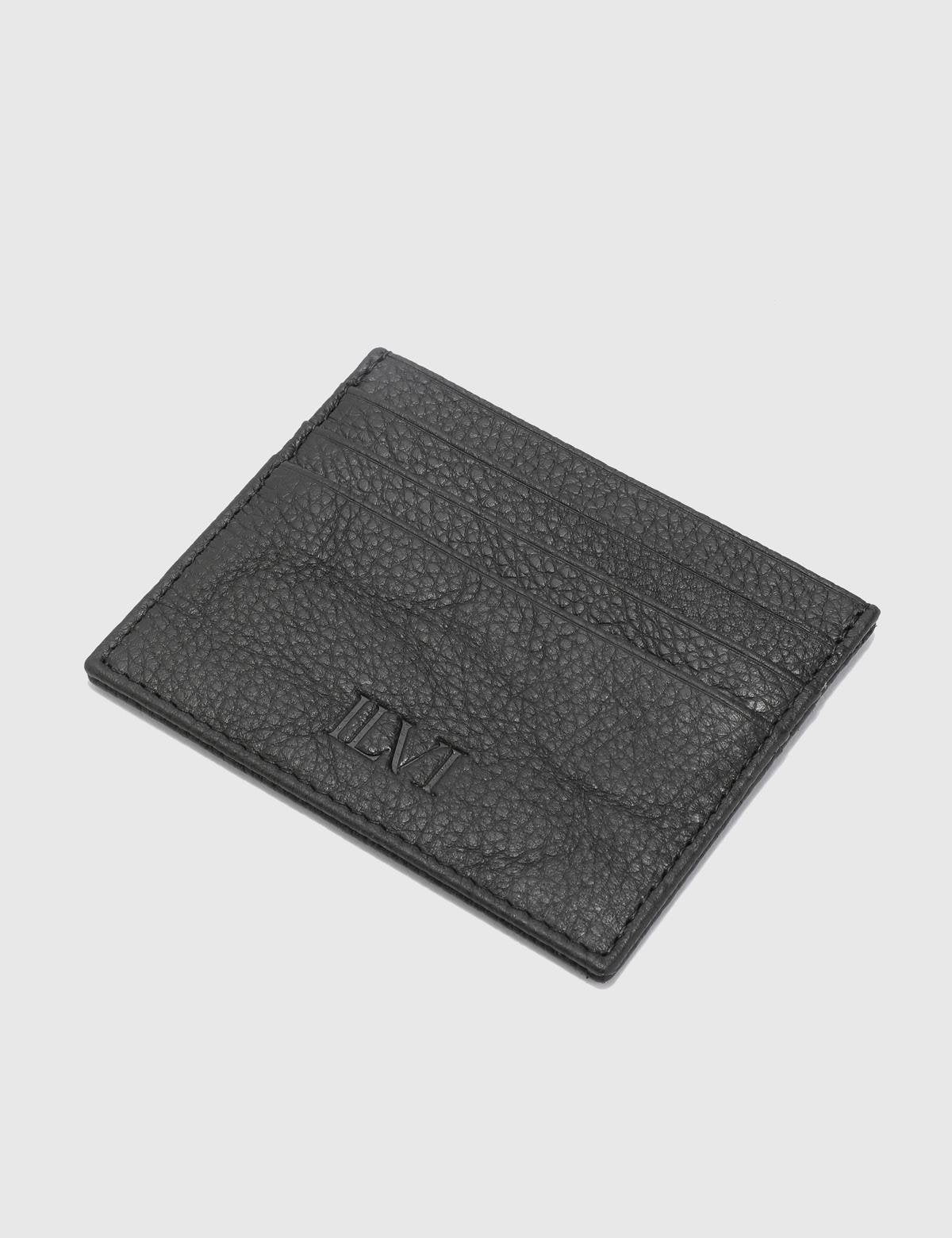 Varanasi Black Floater Leather Unisex Card Holder