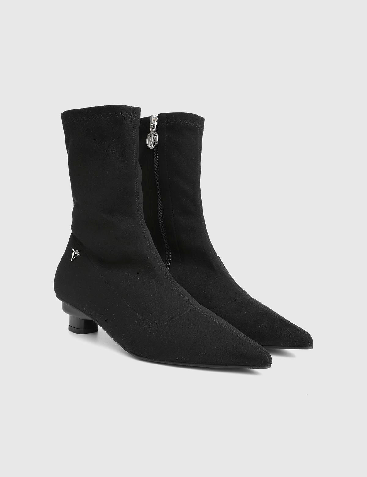 Vasanta Black Suede Leather Women's Heeled Stretch Boot