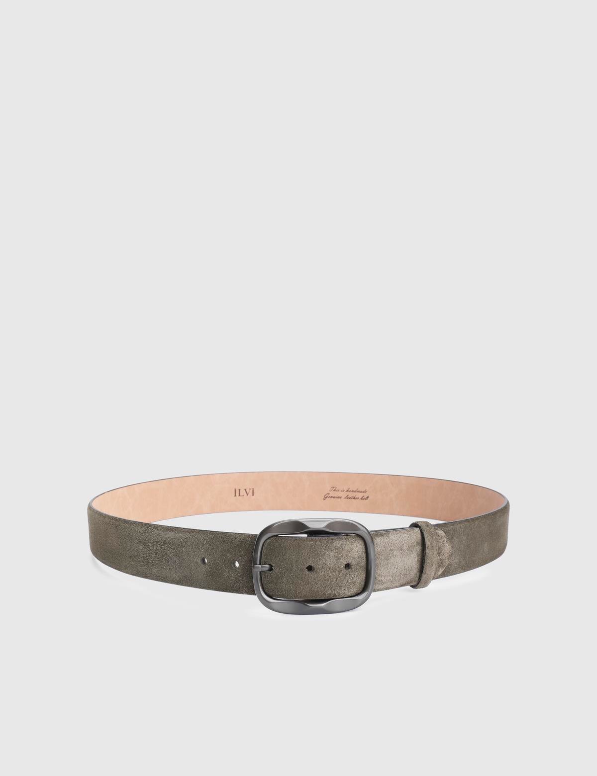 Verton Khaki Suede Leather Men's Belt
