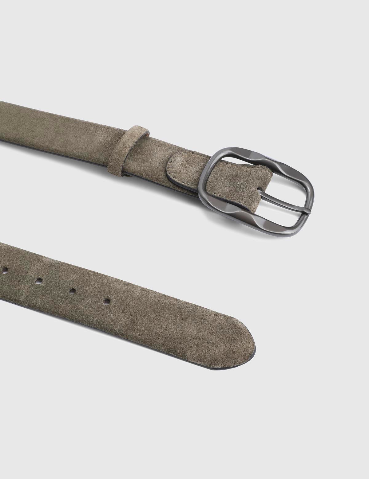 Verton Khaki Suede Leather Men's Belt