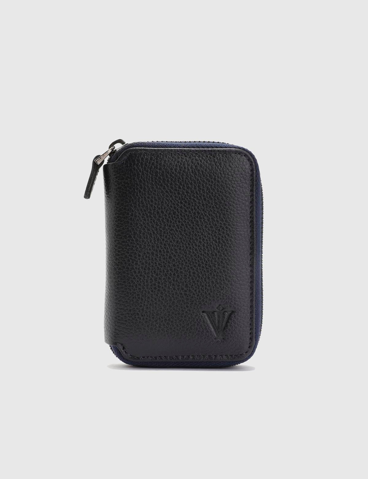 Vigilio Navy Blue Floater Leather Unisex Card Holder