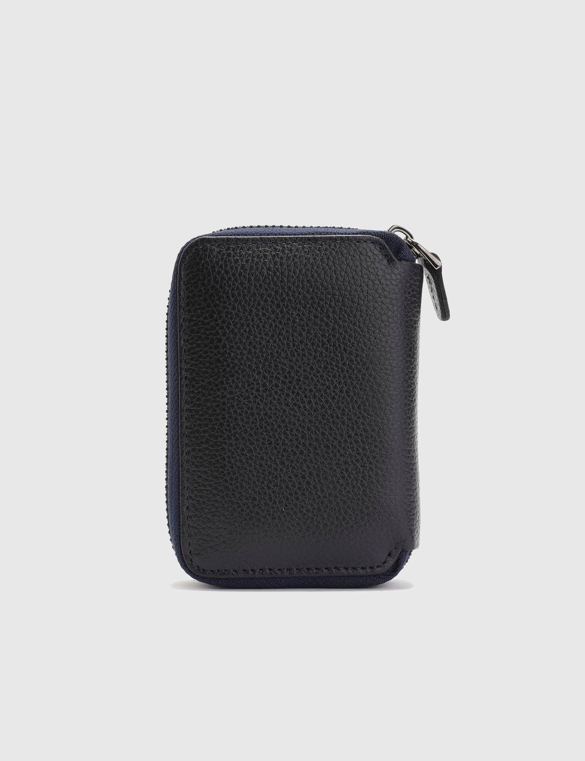 Vigilio Navy Blue Floater Leather Unisex Card Holder