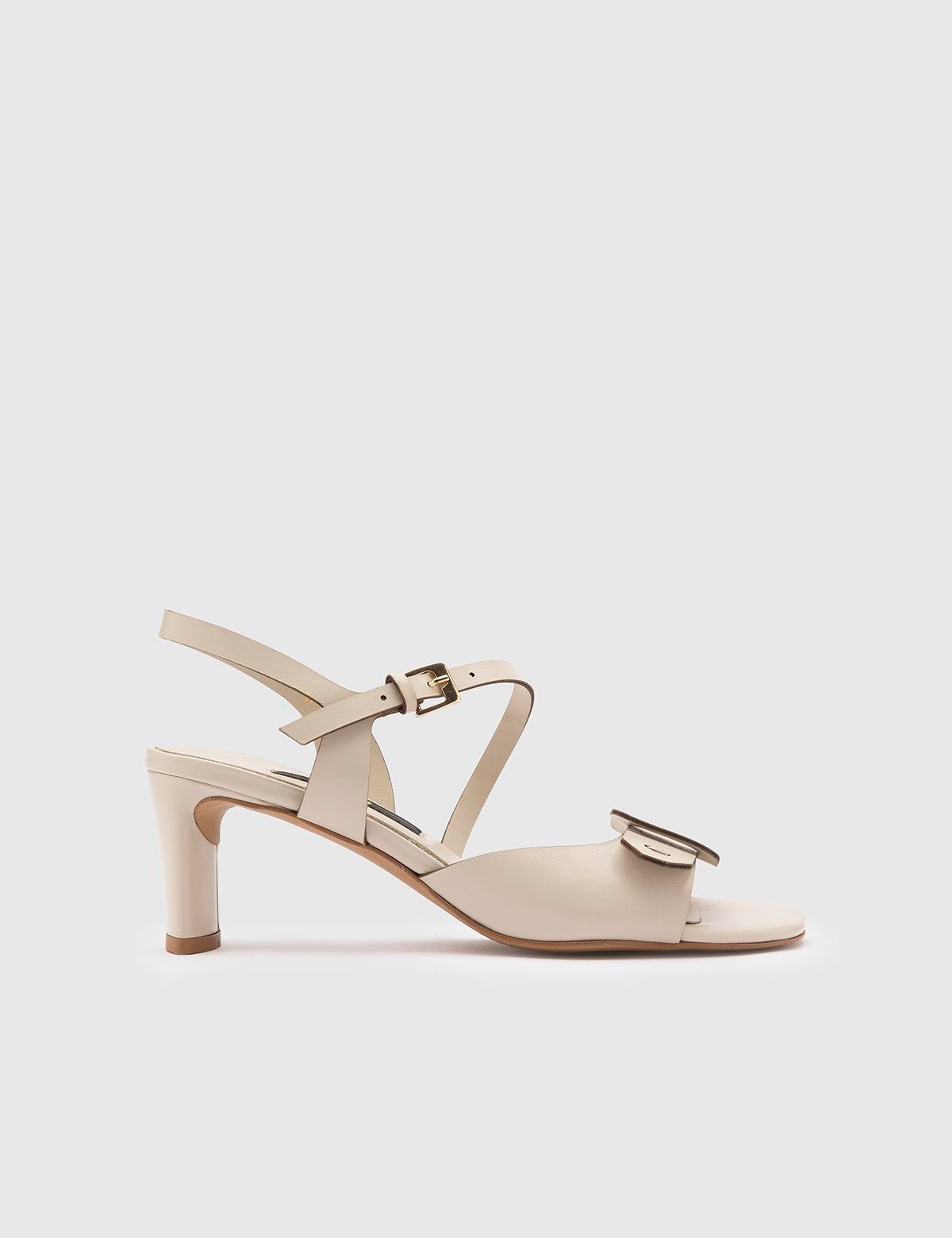 Vince Beige Leather Women's Heeled Sandal