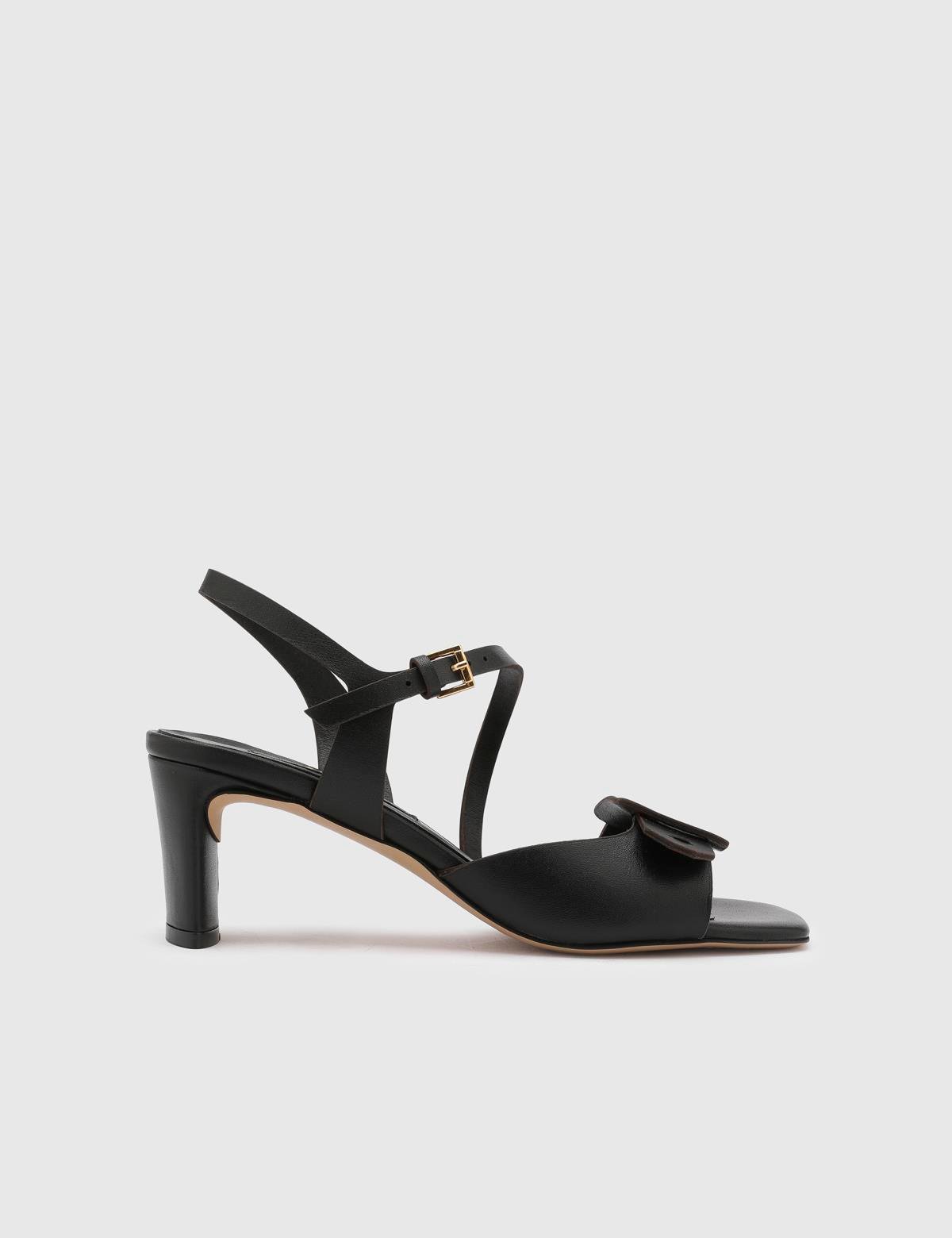 Vince Black Leather Women's Heeled Sandal